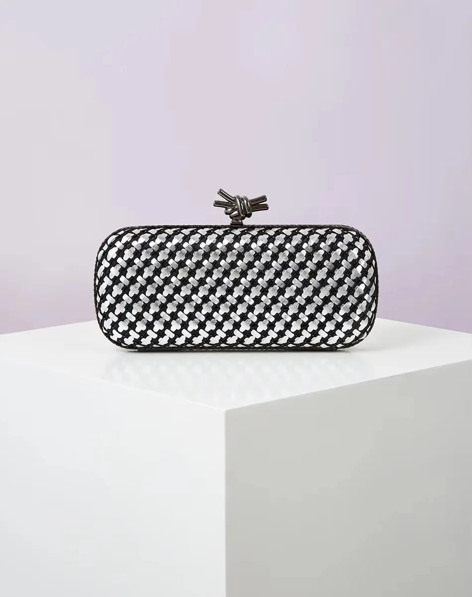 2026 New Quality Pu Woven Evening Clutch Bag with Polyester Lining for Women Dressy Evening Use Dinner and Party Bag 24 cm