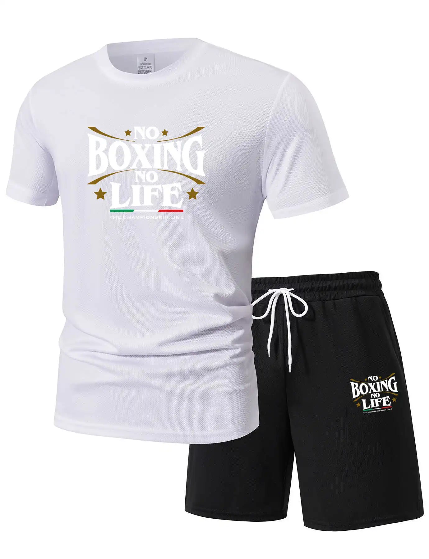 Summer Leisure Men'S 2-Piece Set No Boxing No Life Comfortable Breathable T-Shirt And Shorts Top Print T-Shirts Ensemble