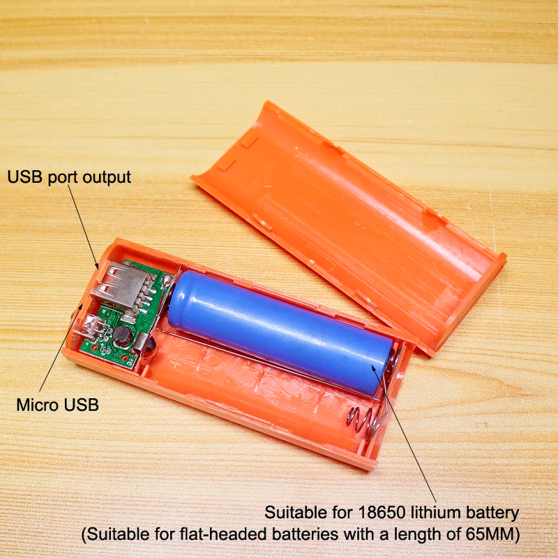 Mobile power battery box 18650 lithium battery changed to charging treasure USB charging and discharging welding-free diy kit