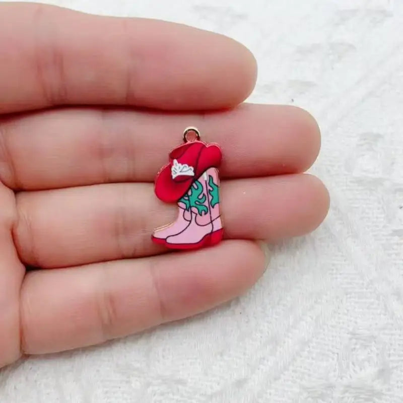 12pcs Western Cowboy Boots Hat Pendant DIY Accessories Pendant Earrings Keychain Necklace Bracelet Accessories