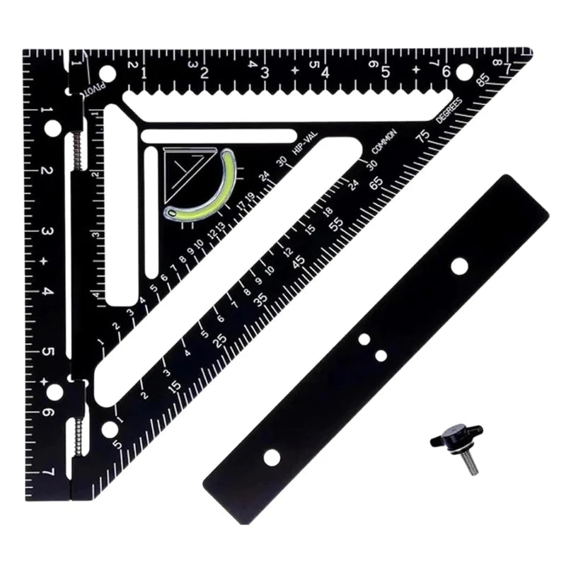 Woodworking Square Protractor Aluminum Miters Triangles Ruler Layout Measuring