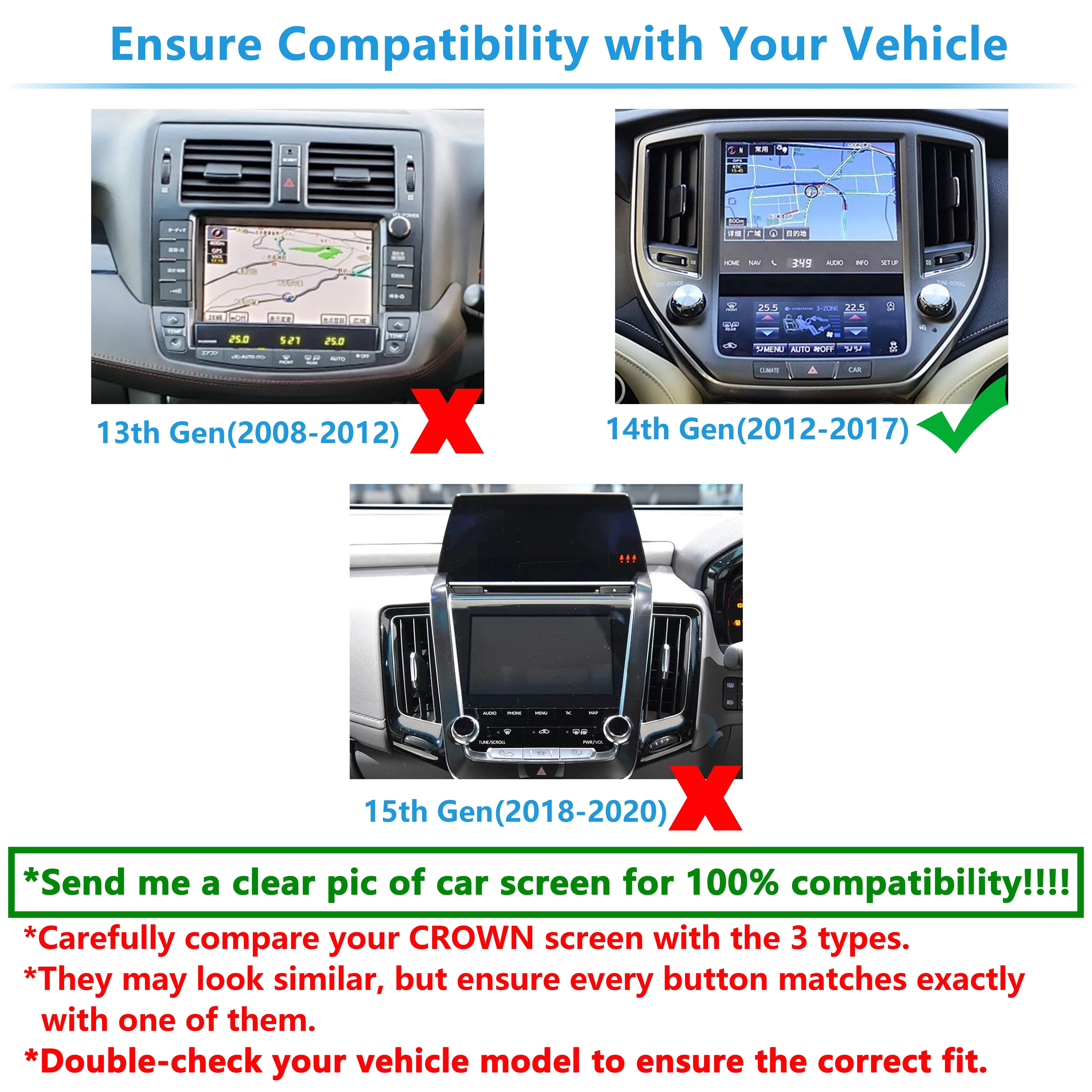 Wireless CarPlay &Android Auto Work For CROWN 14th Gen 2012-2017 Android Auto Retrofit Kit