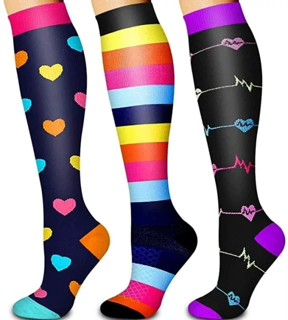 Unisex Compression Socks for Men and Women Medical Diabetes Varicose Veins Sports Socks for Running Cycling Travel Flight Yoga