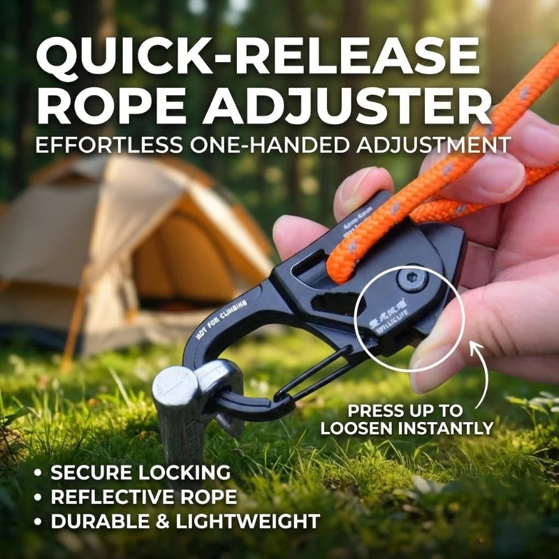 Aluminum Alloy Tent Rope Tensioner Stainless Steel Self Lock Rope Adjuster 2-10mm Anti-Slip Tarp Tightener Outdoor Accessories
