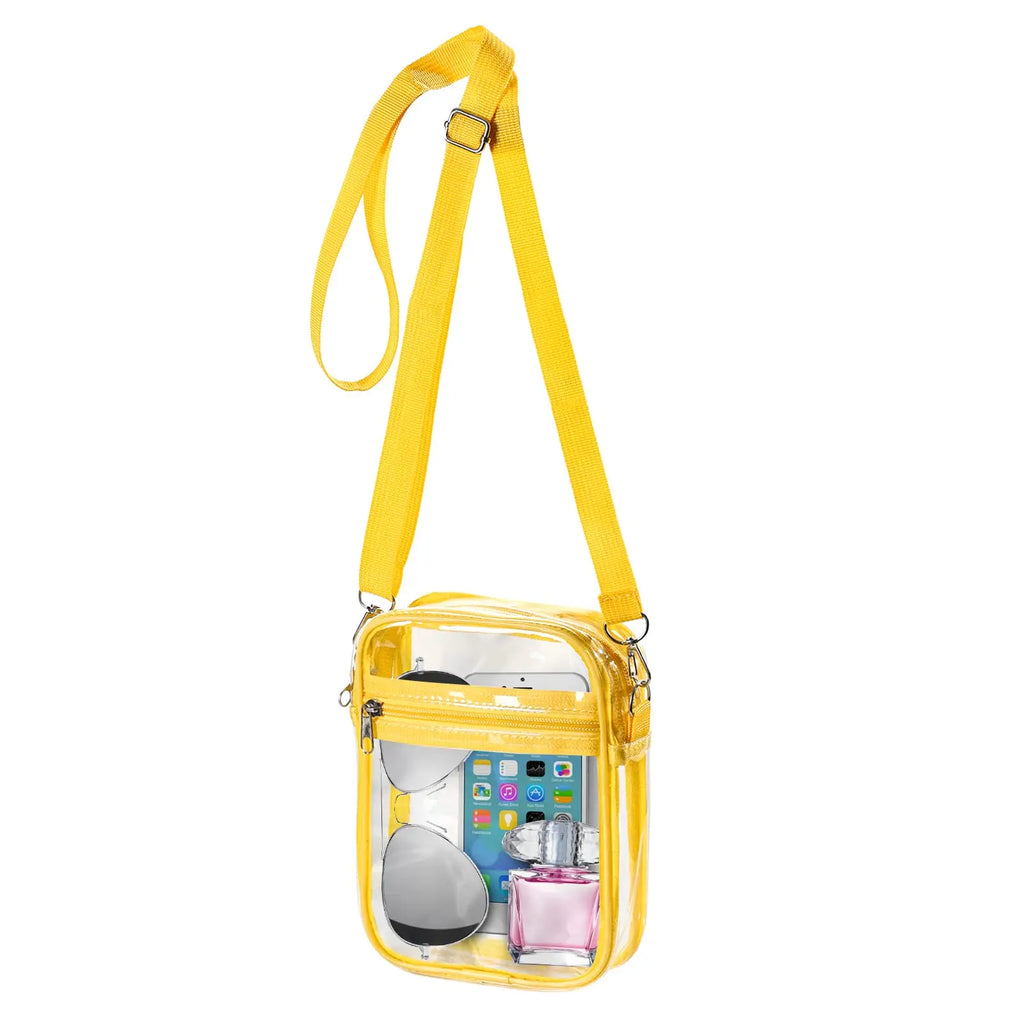 Women Clear PVC Shoulder Bag Stadium Approved Transparent Concert Crossbody Bag With Front Pocket Casual Lightweight Handbag