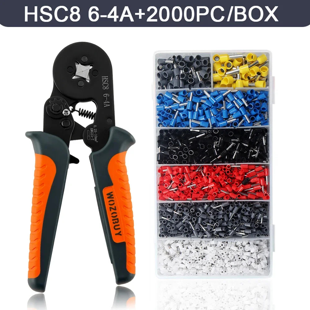 Ferrule Crimping Tool Kit , Ratchet Pliers  with Wire End Ferrule Terminals, Quadrilateral Wire Crimp Pliers with Crimp