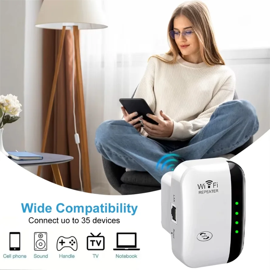 Wifi Repeater Wireless Signal Amplifier Extended Network Enhancer EU US Home Router 300m Through The Wall Bedroom Receive Moving