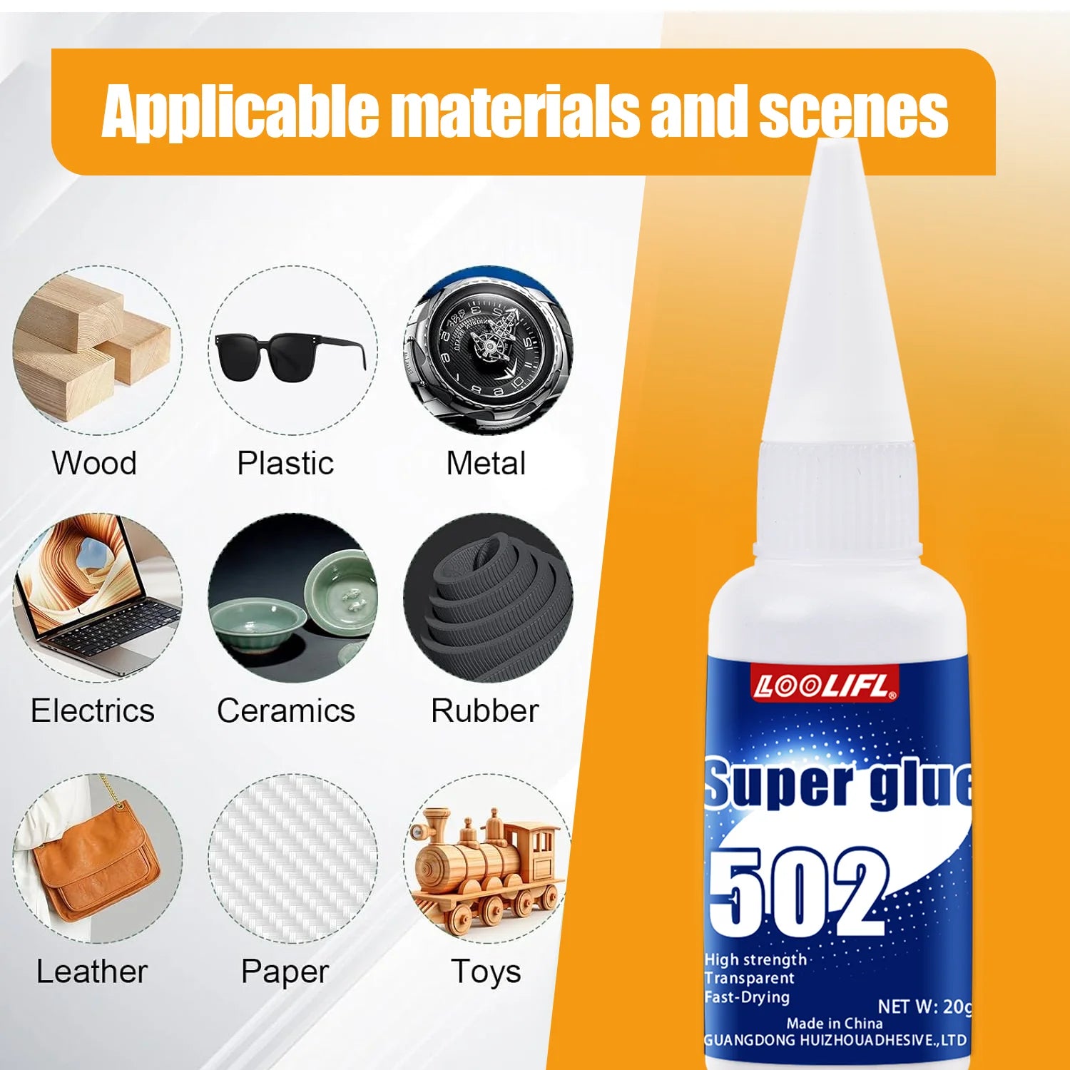 1-10Pcs Loolifl 502 Super Glue Cyanoacrylate Quick Dry Instant Strong Bond Adhesive for Home Office Industrial Repair Materials