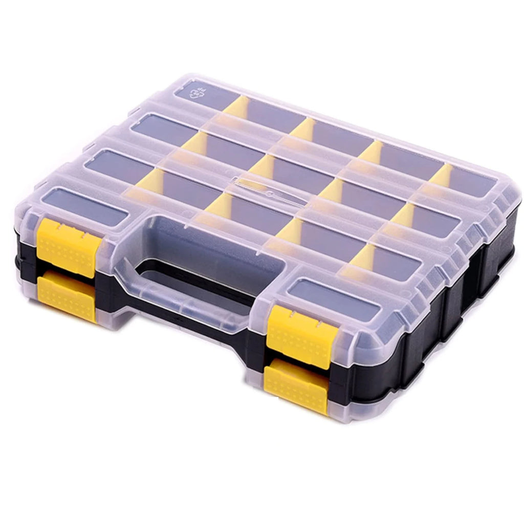Tools Organizer Box Big Parts Storage Box 34-Compartment Double Side Hardware Organizers Plastic Dividers for Screws, Nuts,
