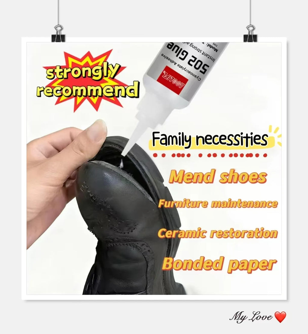Shoe Repair Glue 502 Super Glue Liquid Glue, Shoemaker Glue, Used to Repair Soles and Uppers, Waterproof and Adhesive.