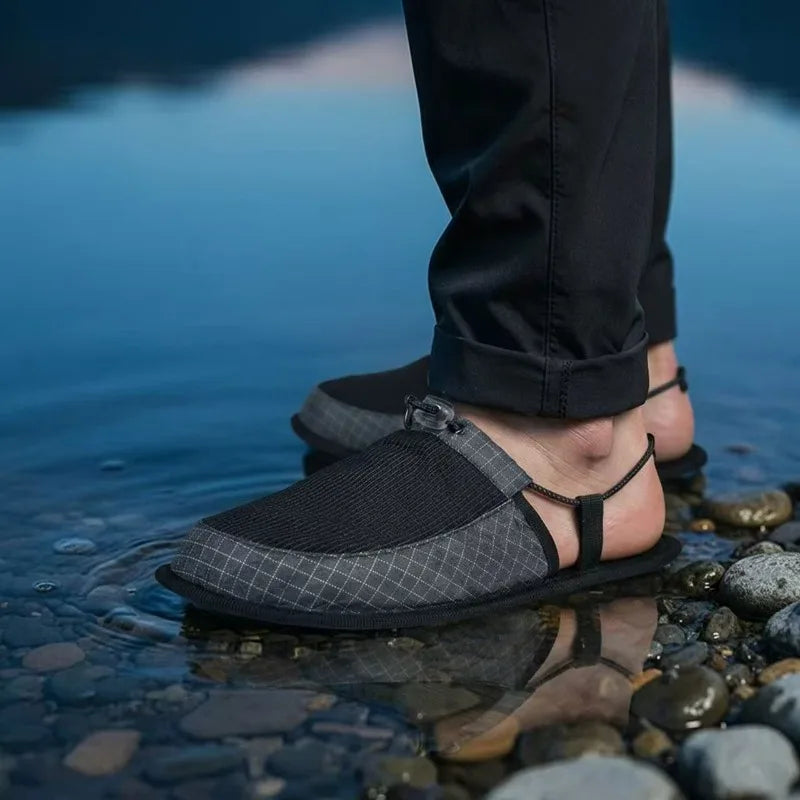 Portable Foldable Travel Slippers Non Slip TPU Sole Sandals with Storage Bag Outdoor Camping Beach Hotel Airplane Slip on Shoes