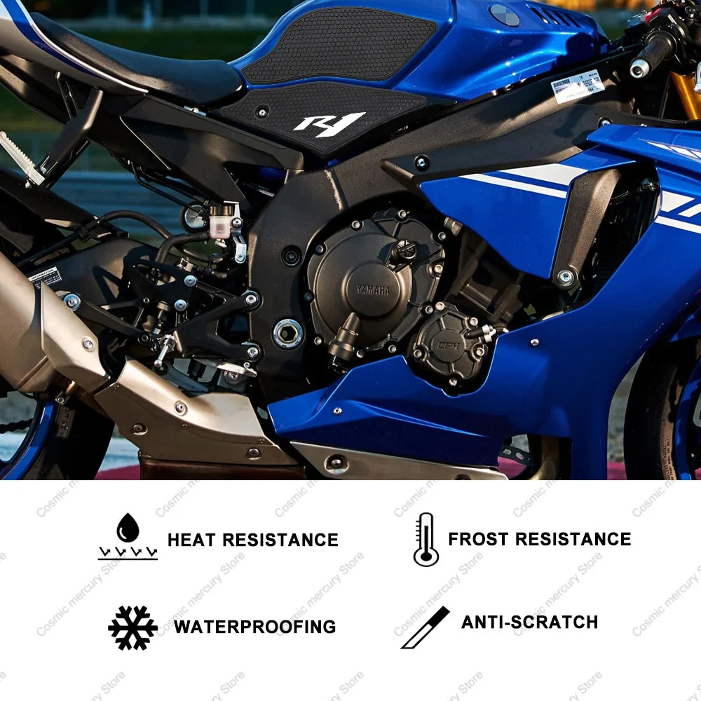 Motorcycle Non-slip Side Fuel Tank Stickers Waterproof Pad Rubber Sticker Tank Pad For Yamaha YZF R1 R1M YZFR1 2020 - 2024