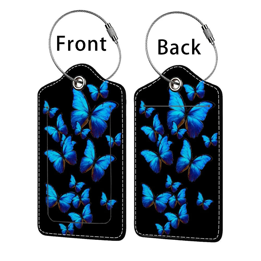HOT SALE Tyrant butterfly Leather Business Luggage Tag Suitcase Address Label Luggage Boarding Case Label Name ID Address Clip