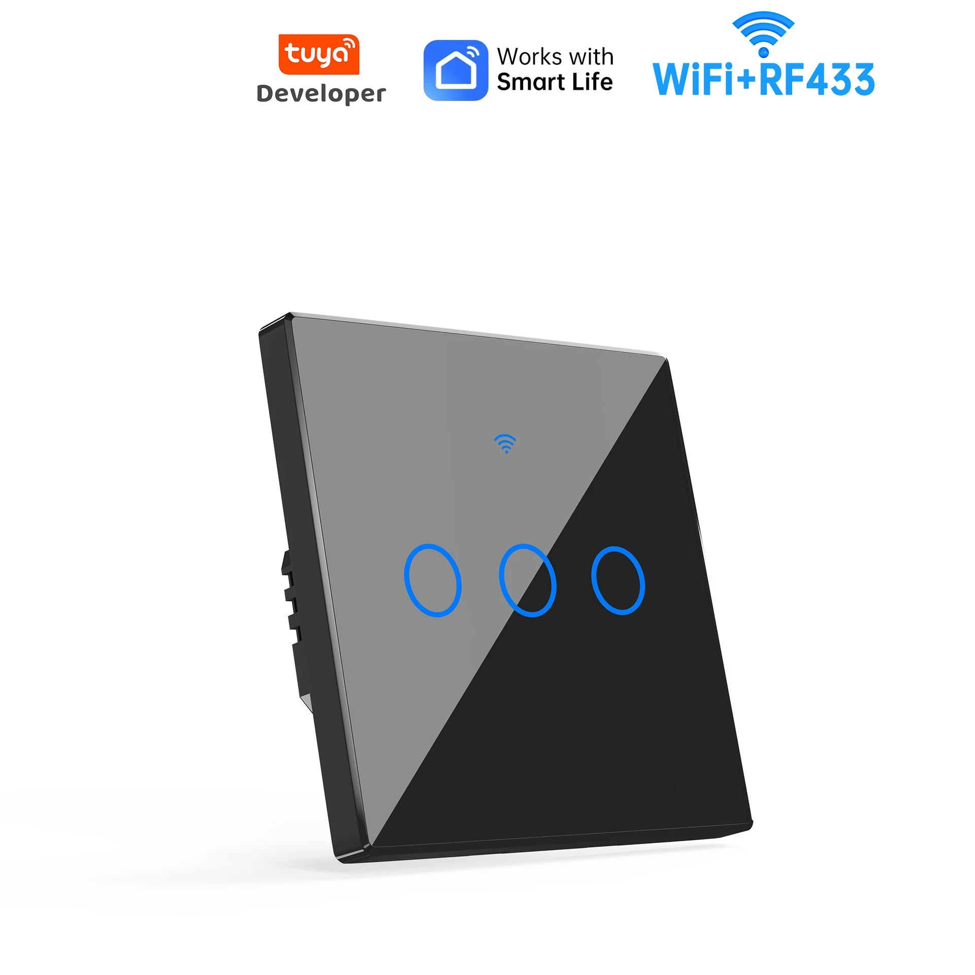 Tuya WiFi Smart Switch, home smart wireless control panel, alexa voice glass touch switch
