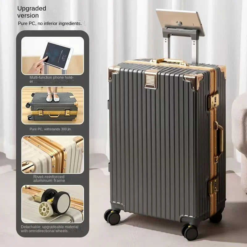 20-30inch Shockproof and Drop-resistant Suitcase Large Capacity Travel Luggage Aluminum Frame Password Lock Student Trolley Case