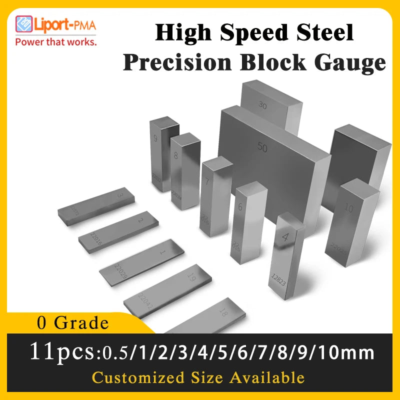 11pcs,0.5/1/2/3/4/5/6/7/8/9/10mm Length,High Speed Steel Block Gauge,0 Grade,Custom Gauge Available