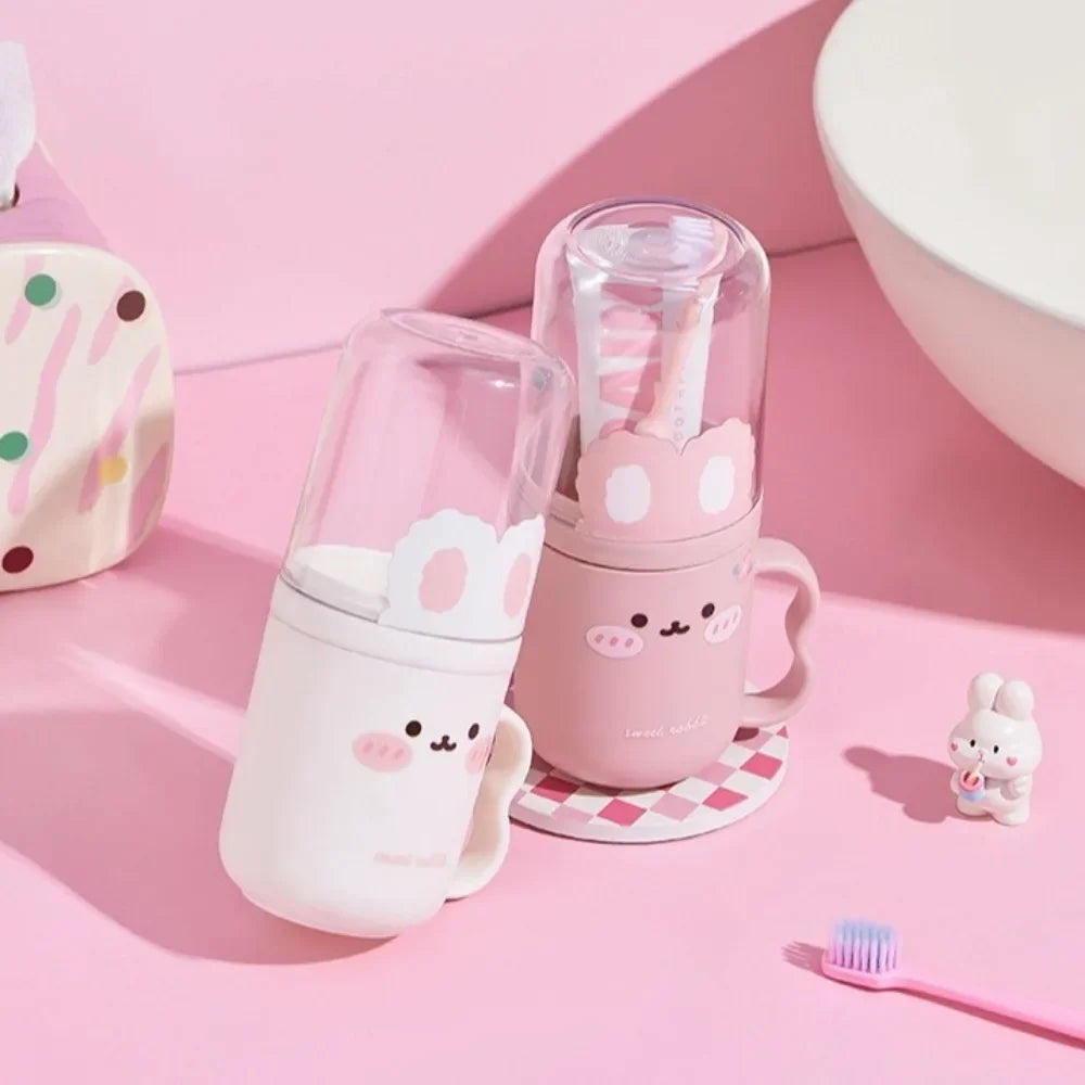 Cute Cartoon Toothbrush Storage Box Portable Mouthwash Cup Plastic Wash Cup for Travel