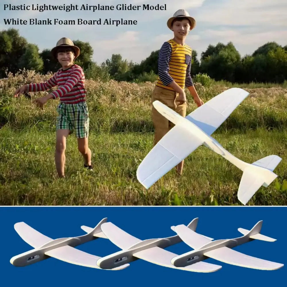 Lightweight Airplane Glider Model White Blank Foam Board Plastic Unfinished Biplane DIY Toys Outdoor Flying Throwing Plane