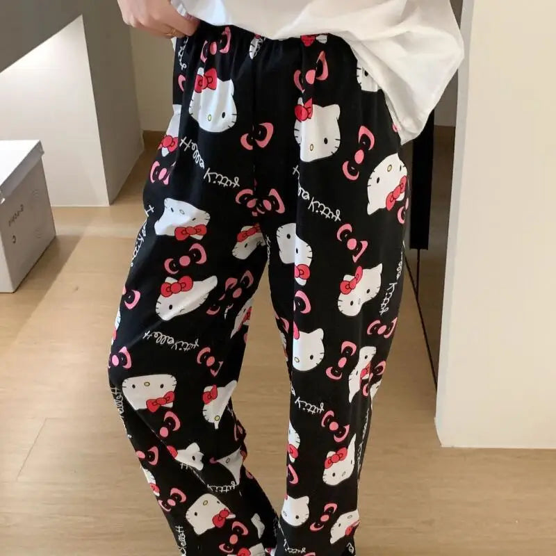 Spring Autumn Thin Hello Kitty Printed Women's Pajama Pants Summer Popular Loose Casual Pants Cartoon Home Casual Walking Pants