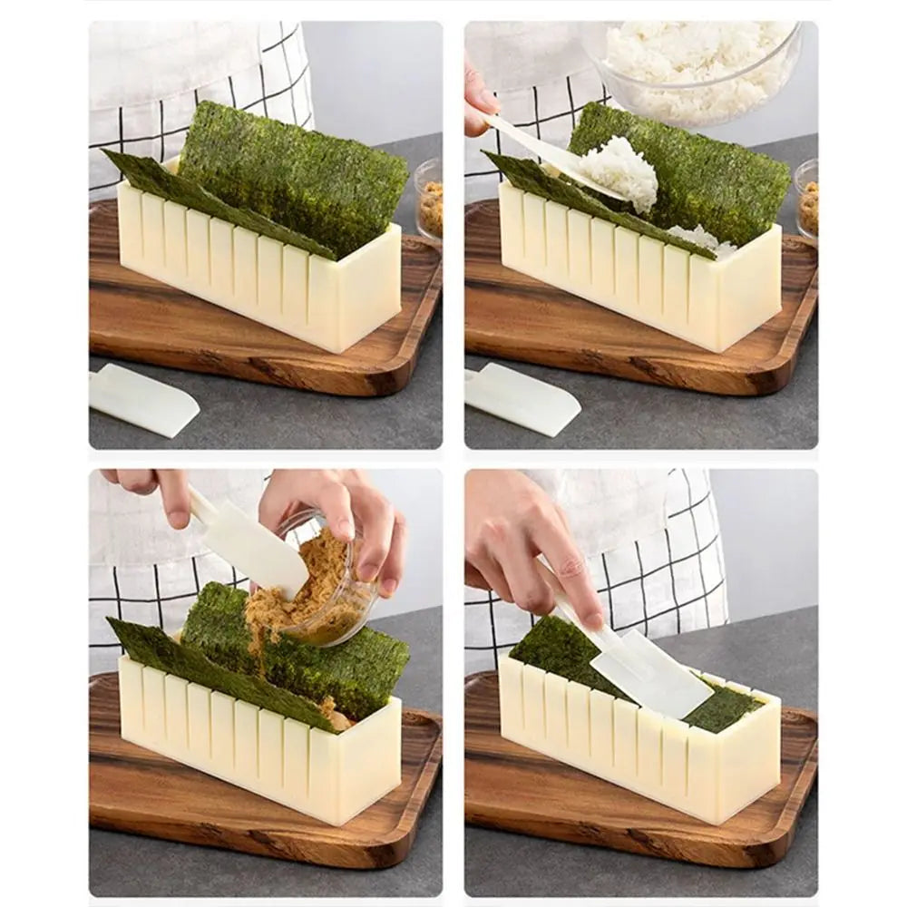 3pcs/set Cake Roll Mold Sushi Maker Equipment Kit Plastic Kimbap Sushi Rolls Mold Round Square Heart-shaped Sushi Making Tools