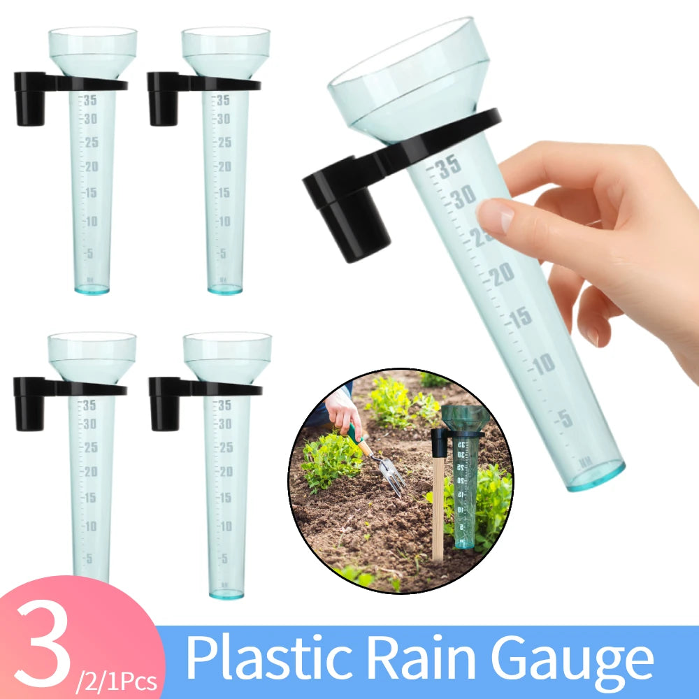 1-3Pcs Plastic Rain Gauge Plastic Rainfall Gauge with 35mm Capacity Rain Measurement Device for Lawn Farm Garden SettingsOutdoor