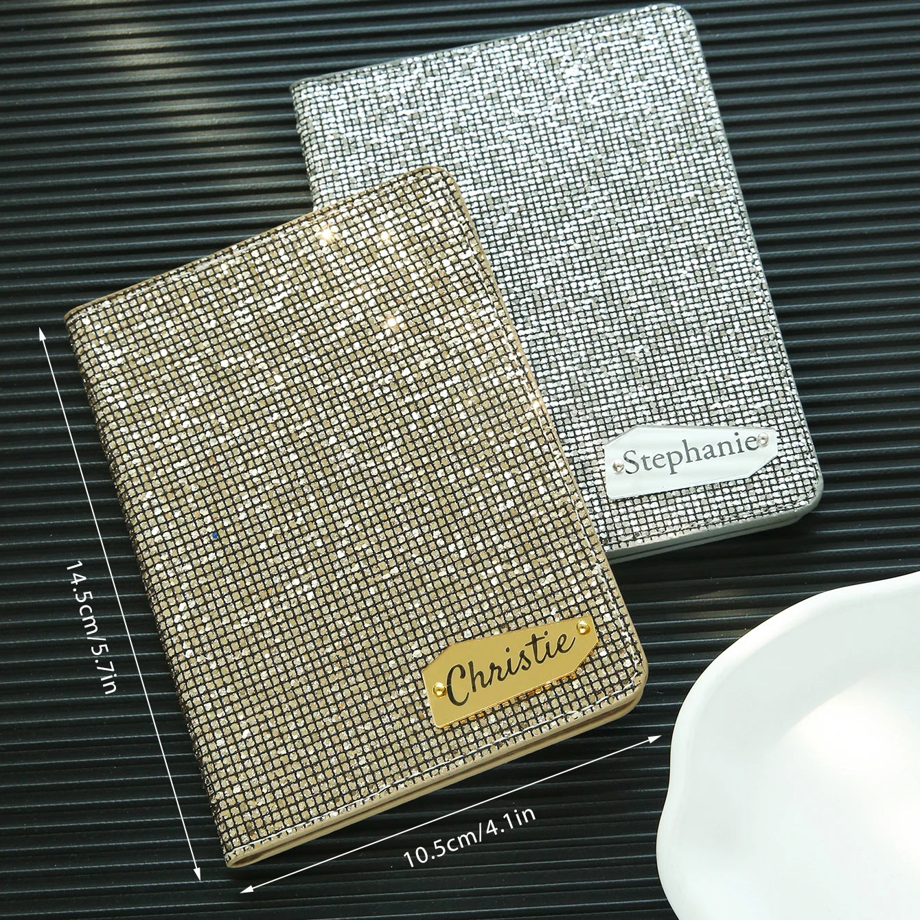 Personalized Name Passport Holder with Disco Ball Sequins Custom Unique Passport Holder with Shiny Mirror Name Tag Travel Gift