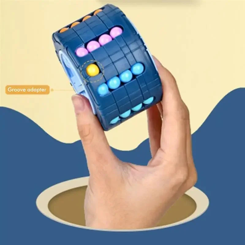 3D Cylinder CubeToy Magical Bean Gyro Rotate Slide Puzzle Games Relieve Stress Children Educational Montessori Infant Toys Gift