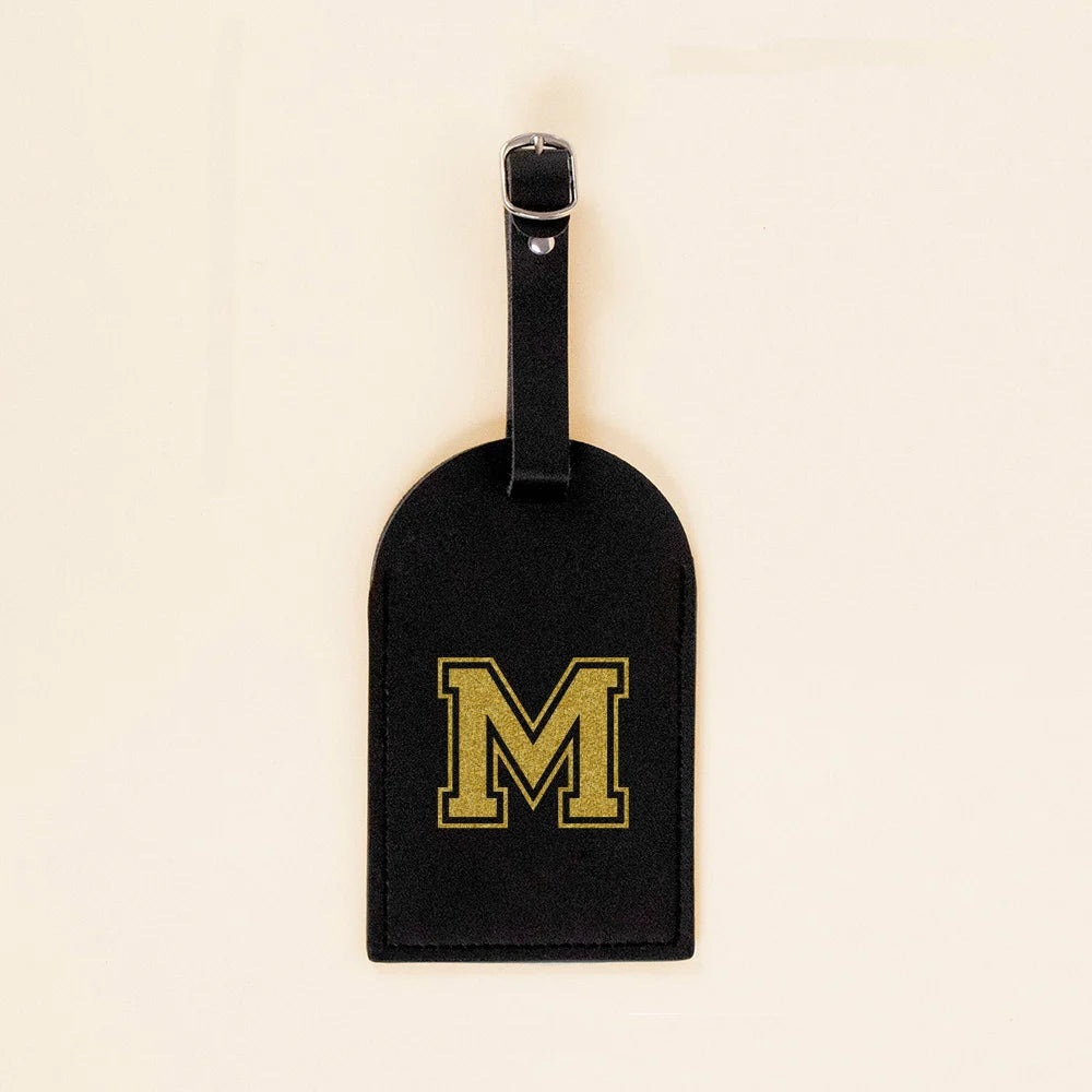 Vintage Initial Print Women PU Leather Luggage Tag Suitcase Label Baggage Boarding Bag Tags Travel Neceser Accessorie Best Gift