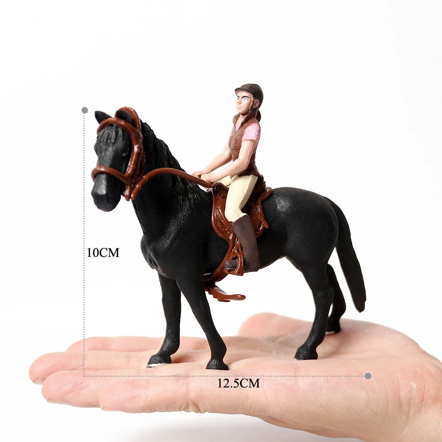 Realistic Equestrian Rider Horse with Saddle and Bridle Riding Playset Model Figures Decoration Educational Toys for Kids