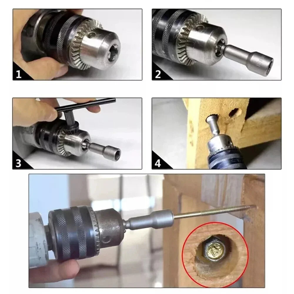 1Pcs 80mm Extra Deep Hex Nut Driver Bit Socket – 1/4" (6.35mm) Hex Shank, Metric 6mm-19mm for Impact Drill