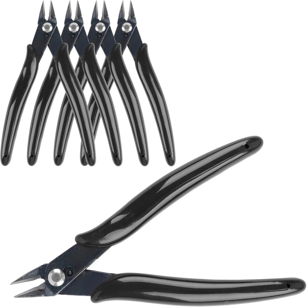 Micro Wire Cutters 5" Flush Pliers, Diagonal Side Nippers for Electronics & Plastic Models (Black)