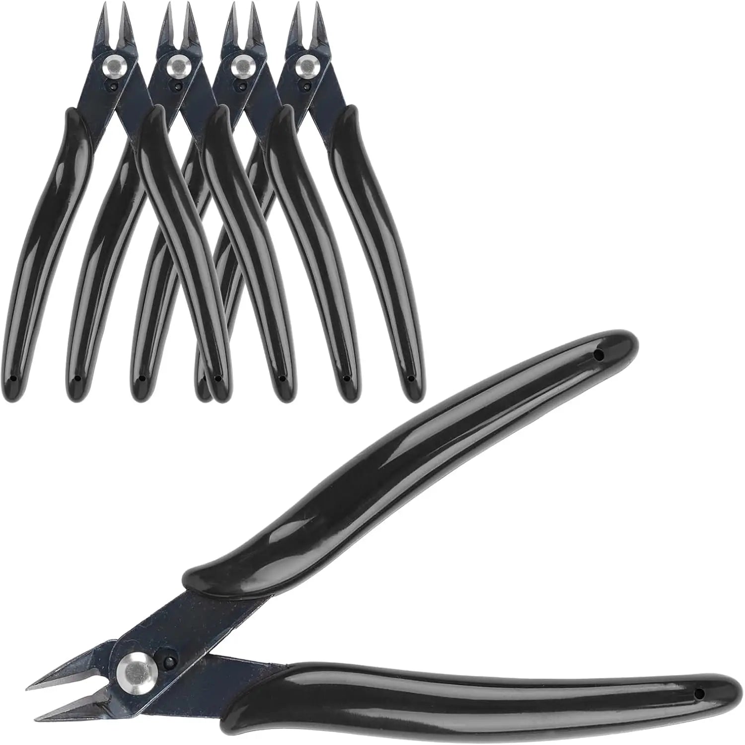 Micro Wire Cutters 5" Flush Pliers, Diagonal Side Nippers for Electronics & Plastic Models (Black)