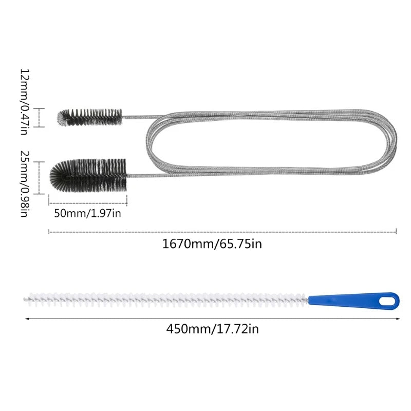 Double ended Nylon Pipe Cleaning Brush Spring HoseBrush, Bendable Drain Cleaner