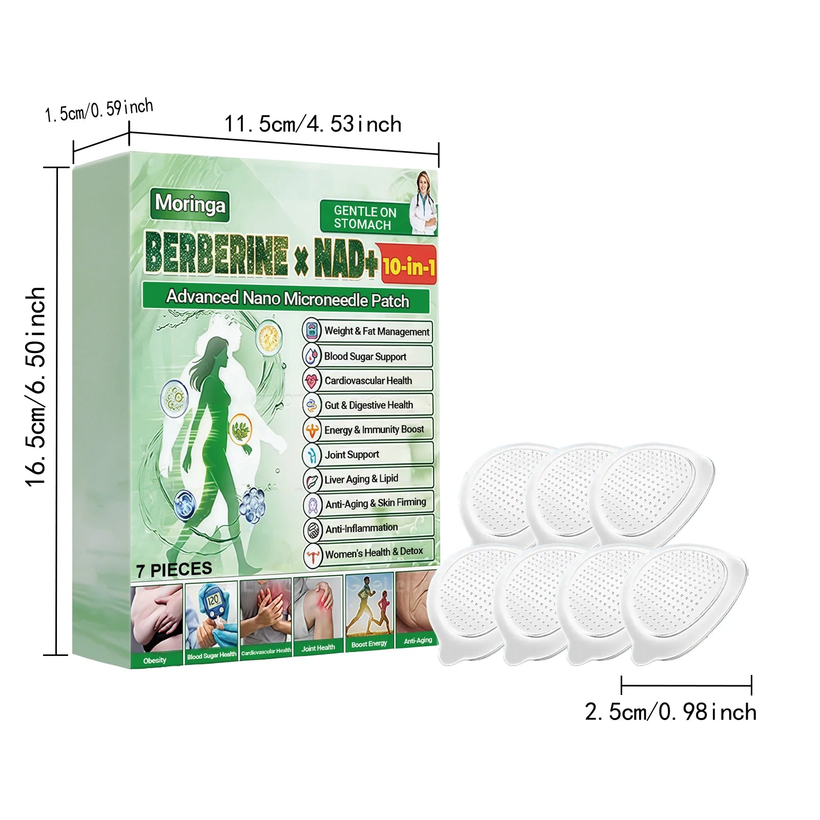 10 in 1 Nano Microneedle Firming Sticker Berberine NAD+ Skin Firming & Body Shaping Patch for Women & Men Long Lasting Care
