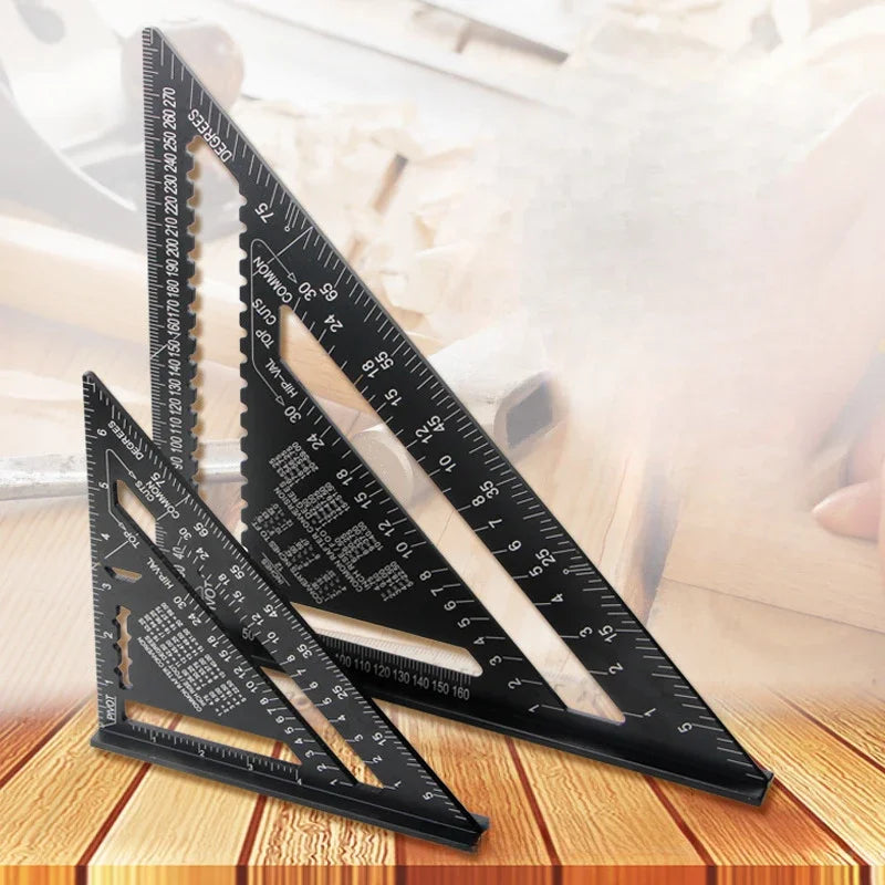 Aluminium Alloy Triangle Ruler Gauge Precision Woodworking Measuring Tools 7 Inch Metric 12 Inch Metric Triangle Ruler
