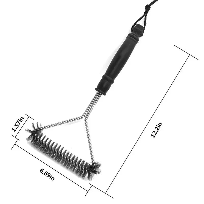 Triangular Wire Grill Brush Stainless Steel Nonstick Heat Resistant Grill Cleaning Tool Efficient and Safe Kitchen Accessory