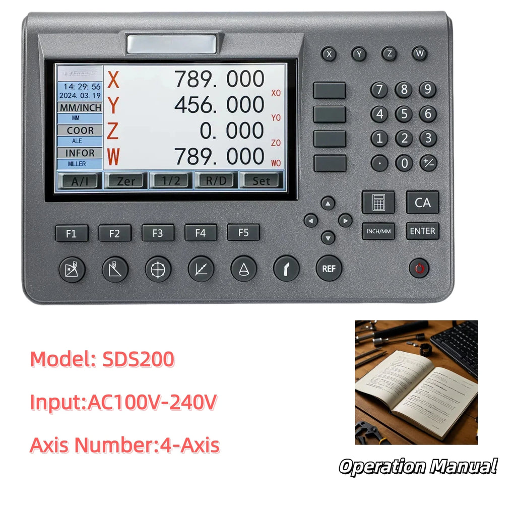 New SDS200 4 Axis Digital Readout AC110V/220V Display LCD DRO SET 3PCS 5um High Precision Optical Ruler Linear Scale Encoder