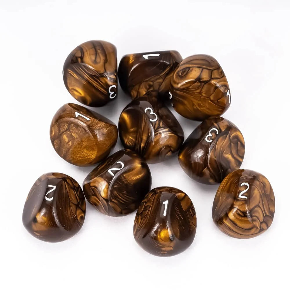 10Pcs D3 Pearl Texture Game Dice 3 Sides D3 Die New Design 16mm Unique Polyhedral Dice Set for Tabletop Role Playing Board Games
