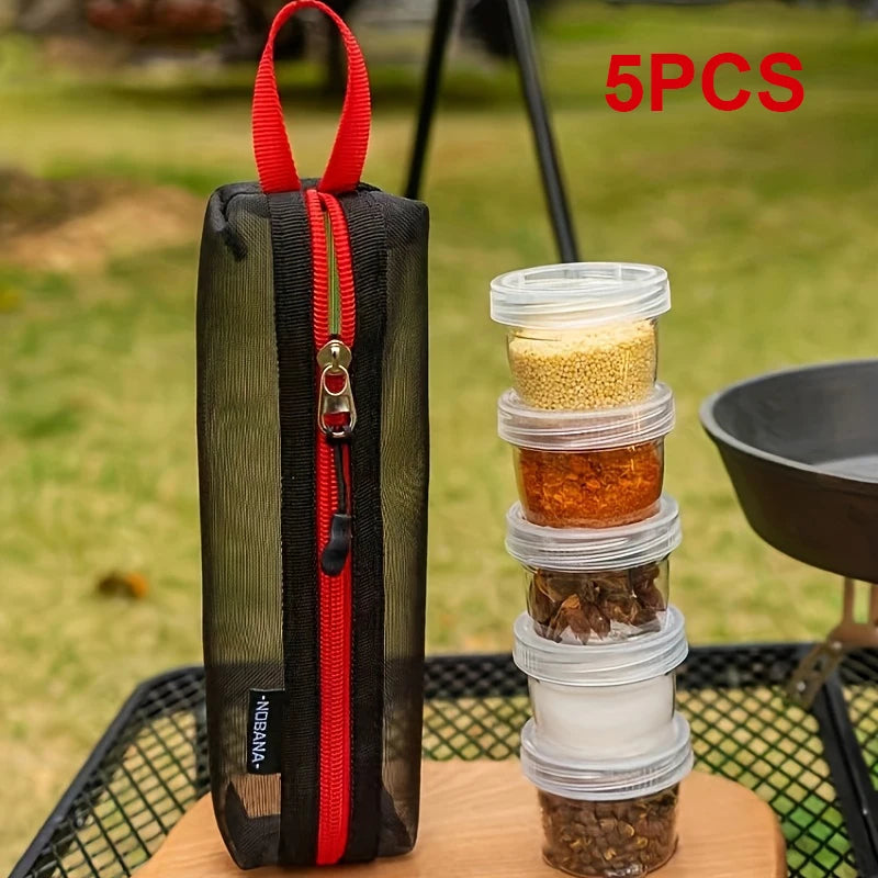 3/5pcs Portable Travel Camping Spice Jar Kit Spice Container Bag Clear Seasoning Bottles Travel Spice Condiment Container Set