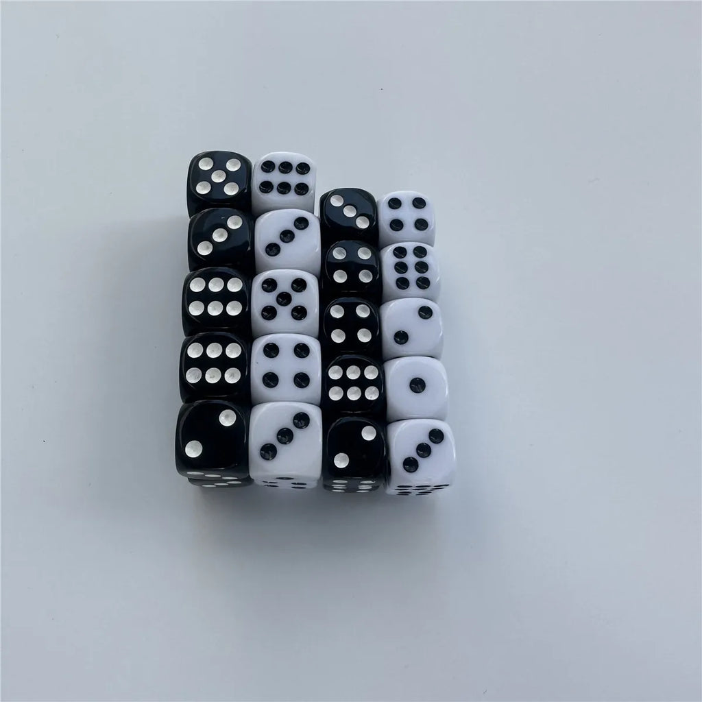 10pcs/set Of High Quality 14/16mmD6 Dice Set White Black Dot/Black White Dot Acrylic Rounded Corner Club
