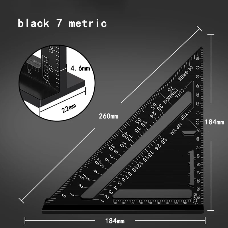 Woodworking Aluminum Alloy Triangle Gauges Measuring Gauging Tools High Precision Marker Angle Ruler Metric and Imperial