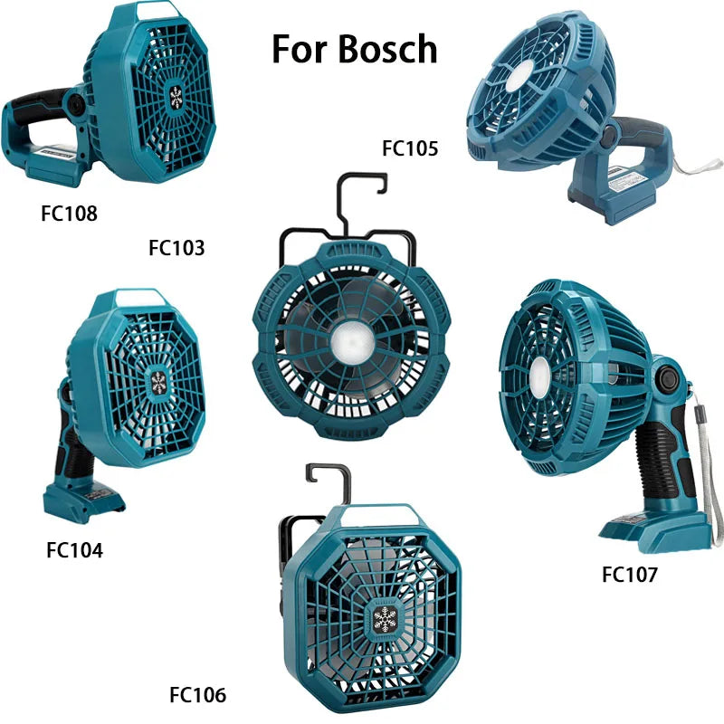 Multifunctional Lighting Fan For Bosch With 14.4-18V Lithium Battery With 3W Lamp FC103 FC104 FC105 FC106 FC107 FC108 Household