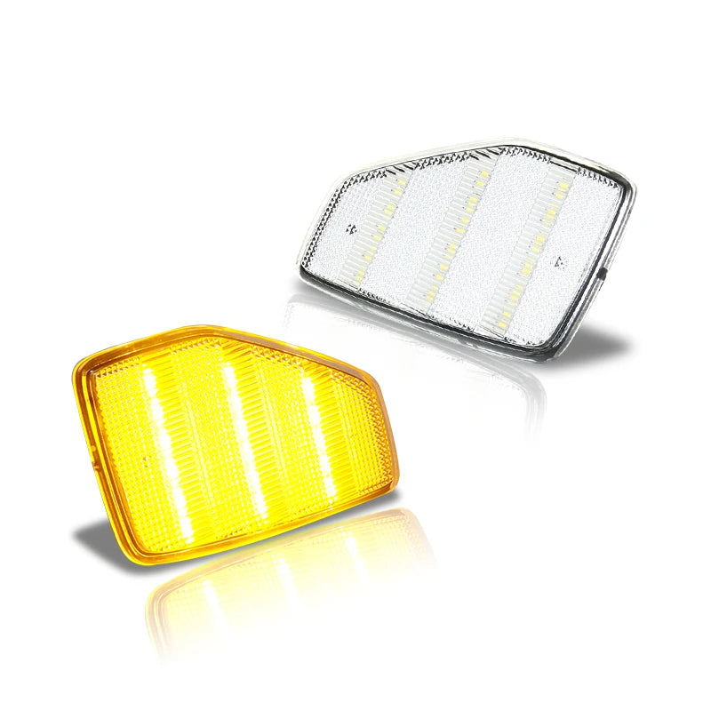 2pcs Smoked/clear Full LED Amber/white Front Side Marker Lights For 05/06-10 Hummer H3/09-10 H3T