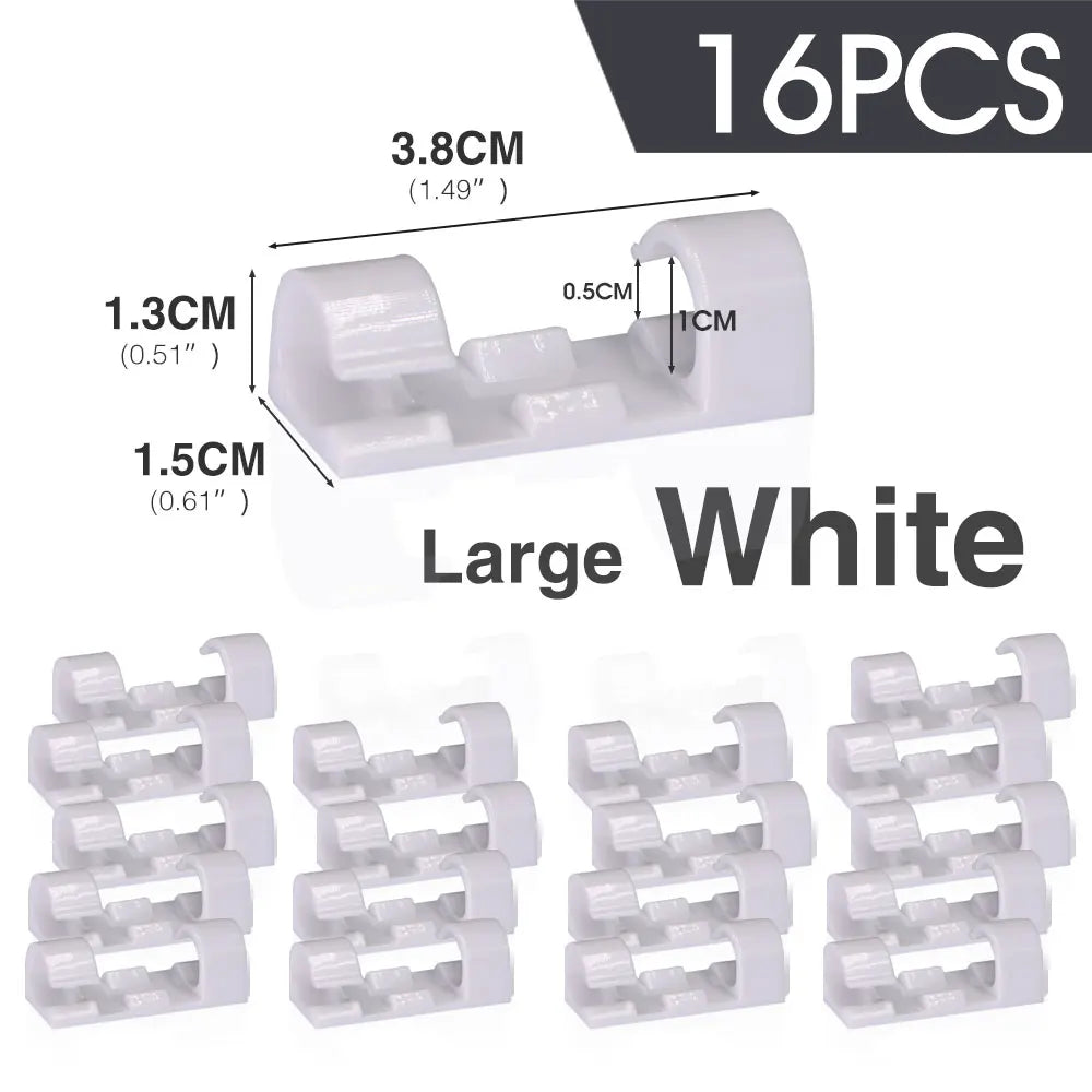 16/20PCS Self-adhesive Cable Clamping Organizer Drop Wire Holder for Home Desk Line Manager Fixed Clip Net Cable Collator Winder