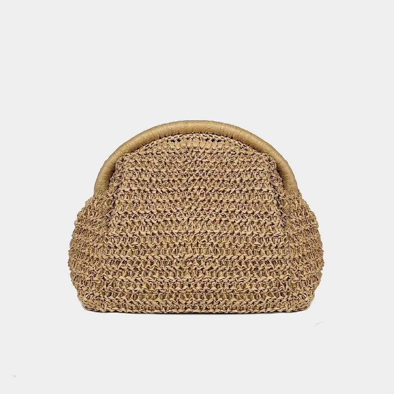 Women Handmade Straw Woven Clutch Bag Chain Strap Straw Clutch Purse 2025 New Summer Crossbody Bag Shoulder Bags Females Wallets