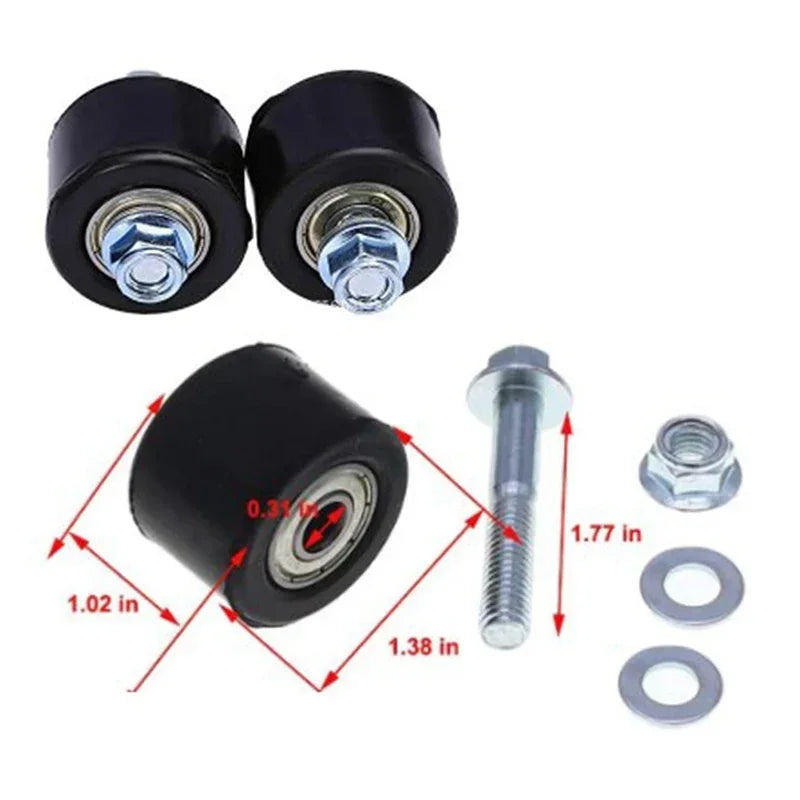 1/2PCS Motorcycle Chain Tensioner Roller Guide 8mm Pulley Wheel Slider With Bolt Gasket For YFZ 350 Car Maintenance Accessories