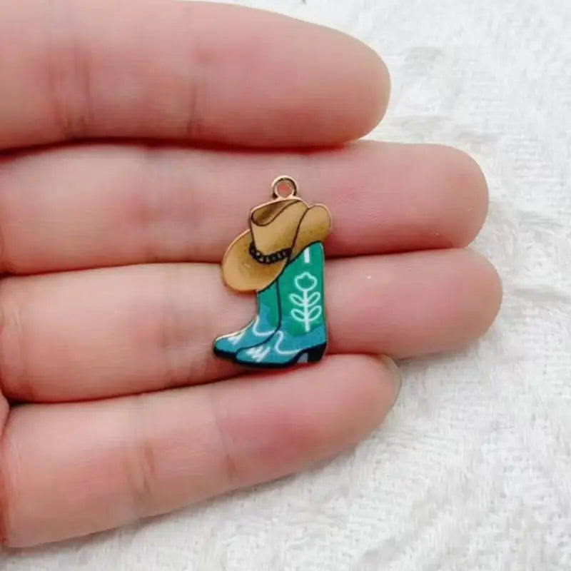 12pcs Western Cowboy Boots Hat Pendant DIY Accessories Pendant Earrings Keychain Necklace Bracelet Accessories