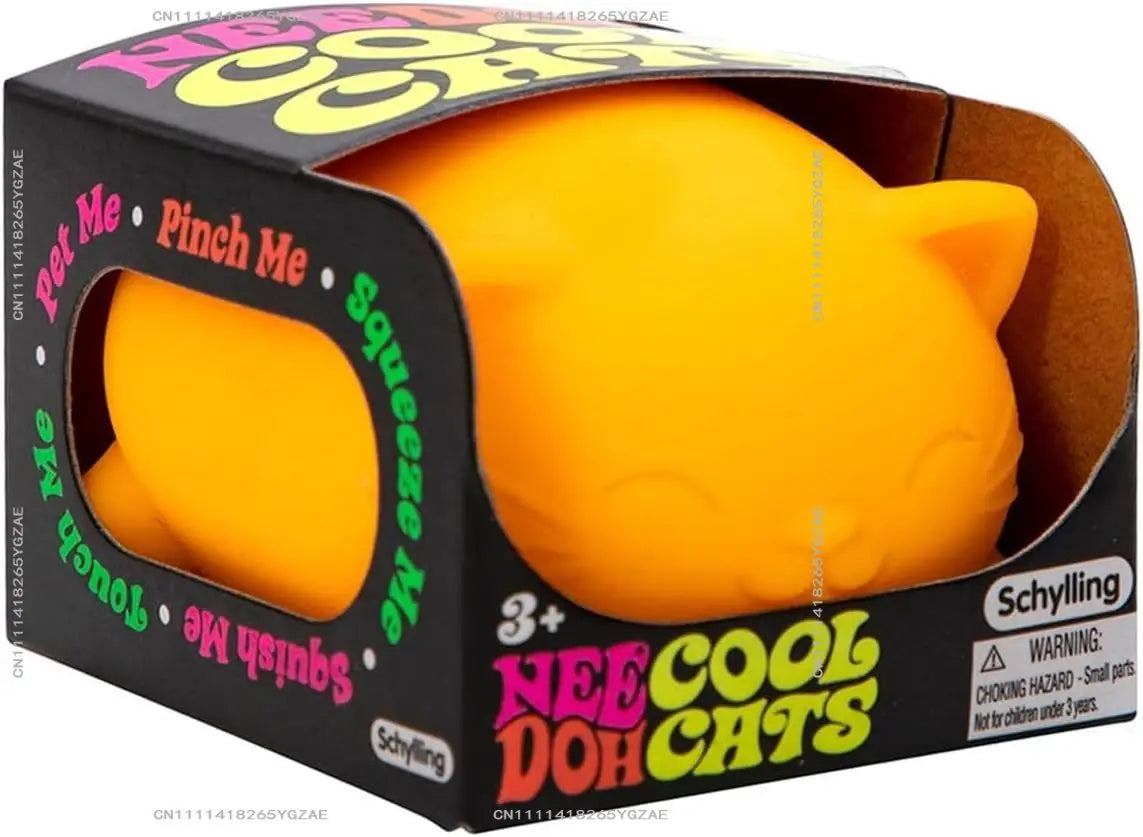 Schylling NeeDoh Cool Cats The Groovy Glob! Squishy, Squeezy, Stretchy Stress Balls Assorted Colors - 3 Pack