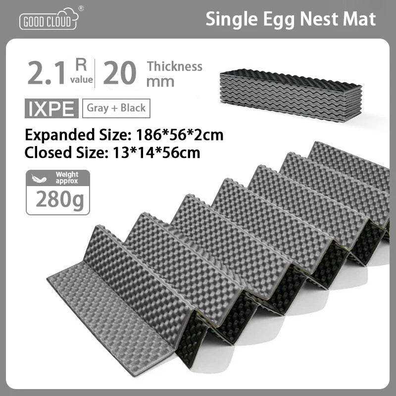 IXPE Aluminum Film Egg Nest Mat Foldable Waterproof Camping Mat for 1-2 Person Hiking Travel Backpacking Widen Tent Sleeping Pad