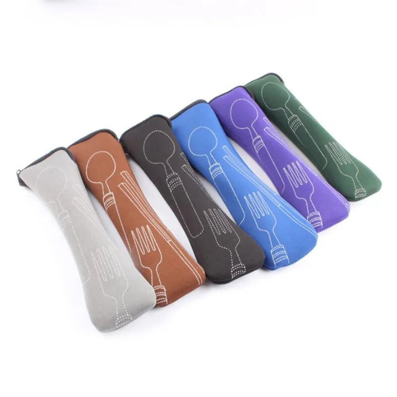 Portable Tableware Bag Cutlery Bag Dinner Set Travel Packaging Storage Box Dinnerware Picnic Fork Spoon Bag